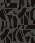 4034-87379 - Carter Black Geometric Flock Wallpaper