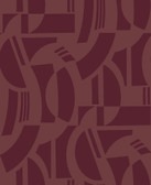 4034-87380 - Carter Burgundy Geometric Flock Wallpaper
