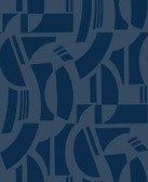 4034-87381 - Carter Indigo Geometric Flock Wallpaper
