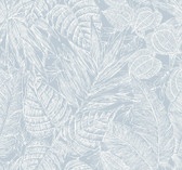 4034-72119 - Brentwood Sky Blue Palm Leaves Wallpaper
