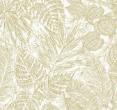 4034-72117 - Brentwood Yellow Palm Leaves Wallpaper