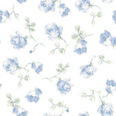 AST6085 - Ribbon Rosa French Blue Loose Roses Wallpaper