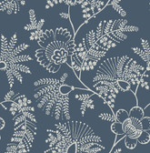 4120-26822 - Maeve Dark Blue Jacobean Trail Wallpaper