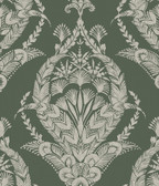 4120-26821 - Arlie Evergreen Botanical Damask Wallpaper
