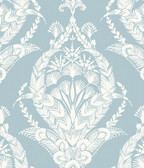 4120-26819 - Arlie Light Blue Botanical Damask Wallpaper