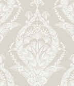 4120-26818 - Arlie Light Grey Botanical Damask Wallpaper