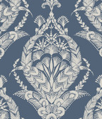 4120-26817 - Arlie Indigo Botanical Damask Wallpaper