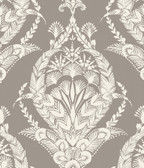 4120-26816 - Arlie Grey Botanical Damask Wallpaper