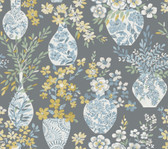 4120-72003 - Harper Grey Floral Vase Wallpaper