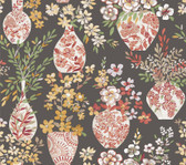 4120-72002 - Harper Brown Floral Vase Wallpaper