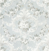 AST4066 - This Old Hudson Vintage Blue Rose Damask Wallpaper