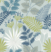 4014-26450 - Praslin Sky Blue Botanical Wallpaper