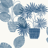 4014-87559 - Aida Blue Potted Plant Wallpaper