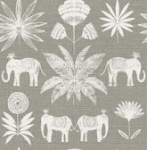 4014-26437 - Bazaar Grey Elephant Oasis Wallpaper
