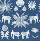 4014-26436 - Bazaar Blue Elephant Oasis Wallpaper