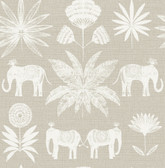 4014-26433 - Bazaar Light Grey Elephant Oasis Wallpaper