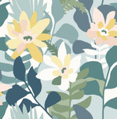 4014-26456 - Koko Turquoise Floral Wallpaper