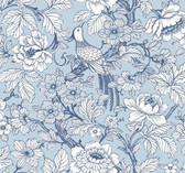 2927-80402 - Beaufort Light Blue Peony Chinoiserie Wallpaper