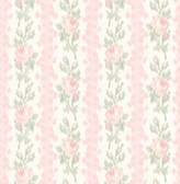 AST4105 - Blooming Heirloom Marie Pink Rose Stripe Wallpaper