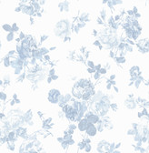 AST4102 - Everblooming Rosettes Dreamy Sky Cabbage Rose Bouquets Wallpaper