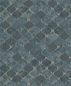 4105-86607 - Pilak Blue Ogee Tile Wallpaper