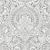 4019-86444 - Artemis Platinum Floral Damask Wallpaper