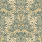 4080-83113 - Ojvind Sea Green Floral Ogee Wallpaper