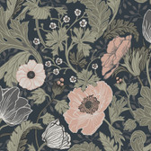 4080-44103 - Anemone Navy Floral Wallpaper