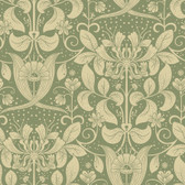 4080-83126 - Berit Green Floral Crest Wallpaper