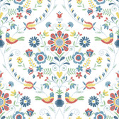 4066-26512 - Britt Multicolor Embroidered Damask Wallpaper