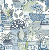 4066-26555 - Fika Blue Blissful Birds & Blooms Wallpaper