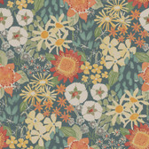 4066-26520 - Karina Teal Wildflower Garden Wallpaper