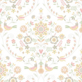 4066-26514 - Britt Peach Embroidered Damask Wallpaper
