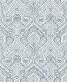 4074-26611 - Fernback Blue Ornate Botanical Wallpaper