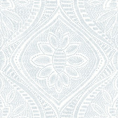 4074-26642 - Scout Light Blue Floral Ogee Wallpaper