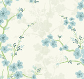 2973-90107 - Nicolette Light Blue Floral Trail Wallpaper