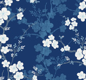 2973-90104 - Nicolette Navy Floral Trail Wallpaper