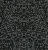 2973-87365 - Maris Charcoal Flock Damask Wallpaper