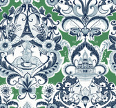 2973-90887 - Sadie Green Parisian Damask Wallpaper
