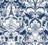 2973-90885 - Sadie Navy Parisian Damask Wallpaper