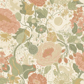 4111-63012 - Växa Green Rabbits & Rosehips Wallpaper