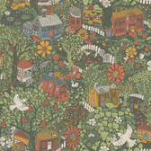 4111-63003 - Bygga Bo Green Woodland Village Wallpaper