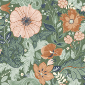 2999-13109 - Victoria Green Floral Nouveau Wallpaper