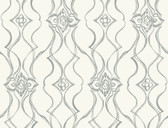 DF3373 - Pirouette White & Silver Wallpaper
