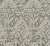 DF3331 - Velvet Crush Damask Taupe & Gold Wallpaper