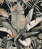 PSW1614RL - Tropical Cabana Black Peel & Stick Wallpaper
