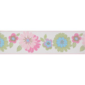 Friends Forever Floral Border-White Background/Pink/Green