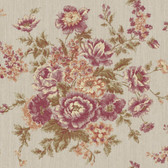 Rhapsody Rose Tapestry Wallpaper-VR3401 -brushed silver- purple grape- amethyst- cream- copper- hunter green