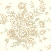 Rhapsody Rose Tapestry Wallpaper-VR3403 -pearlescent antique satin- toasted almond- gleaming gold- white- phantom grey