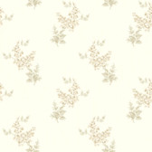 Rhapsody Floral Trail Wallpaper-VR3411 -pearlescent antique satin- toasted almond- gleaming gold- white- phantom grey